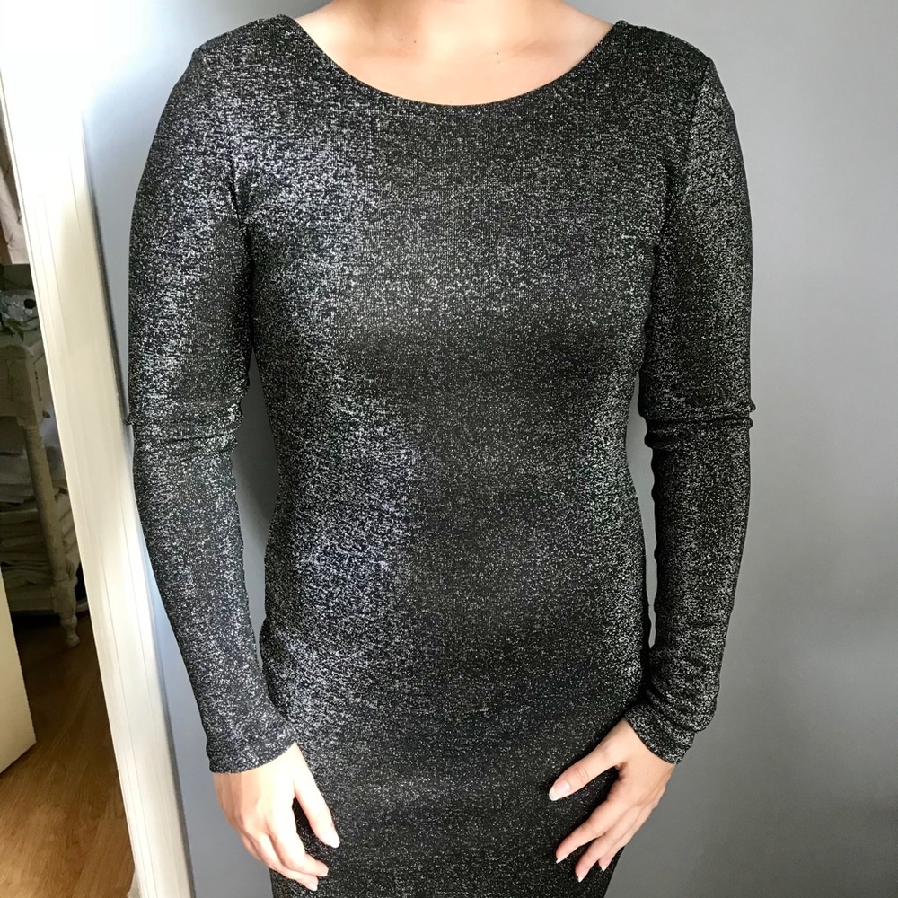 H&M Black and Silver Glitter Bodycon Dress